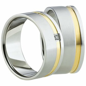 Ringen edelstaal met pvd bicolor