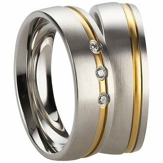 Ringen edelstaal met pvd bicolor