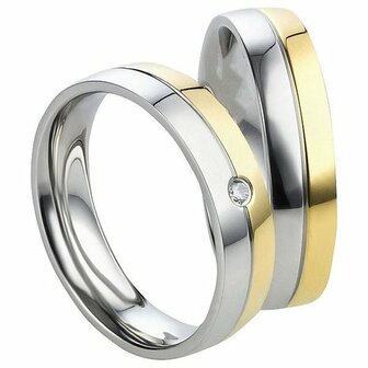 Ringen edelstaal met pvd bicolor