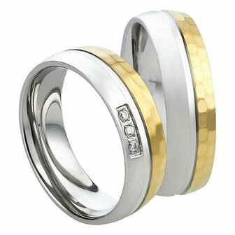 Ringen edelstaal met pvd bicolor