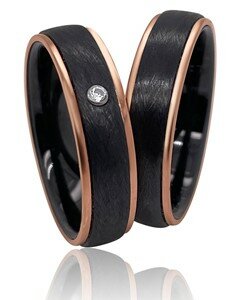 ringen titanium/keramiek met PVD rose